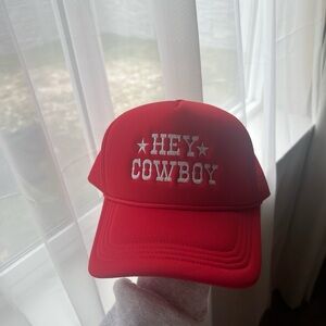 Red 'Hey Cowboy' Trucker Hat